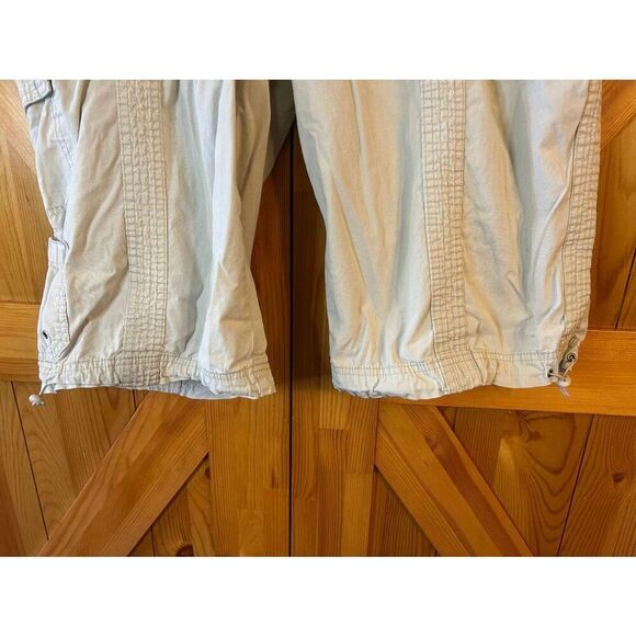 Lane Bryant Cargo Capri Stretch Light Tan Pockets Drawstring Legs Size 14 (8713) - Picture 2 of 5